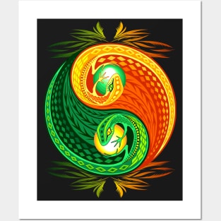 YinYang Gecko Lizard Opposite Colors Sign Posters and Art